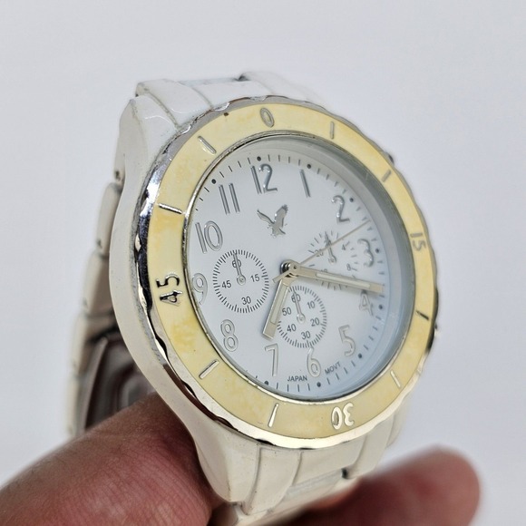 American Eagle Women's Watch 38MM White Dial White Bands 6" New Battery - Picture 5 of 12